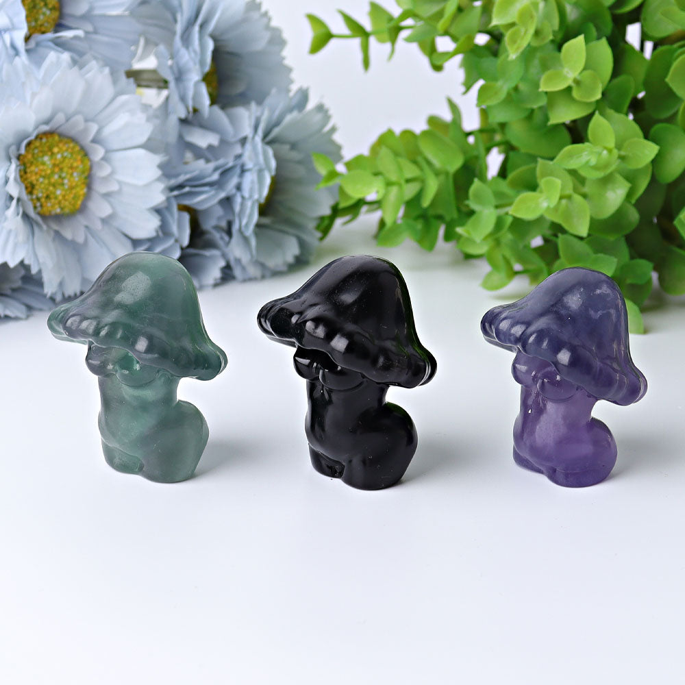 2-Inch Carved Crystal Mushroom for Healing & Decor