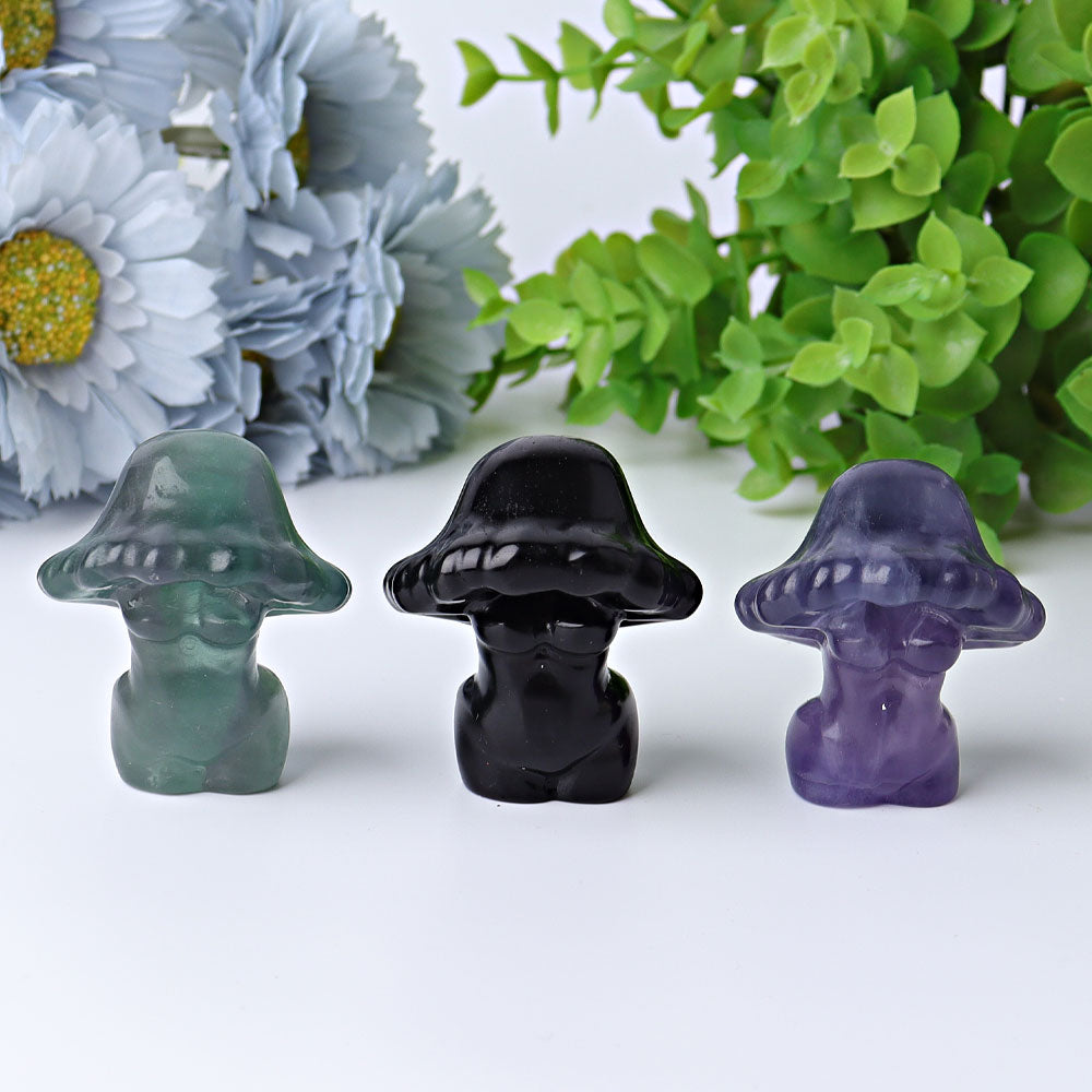 2-Inch Carved Crystal Mushroom for Healing & Decor