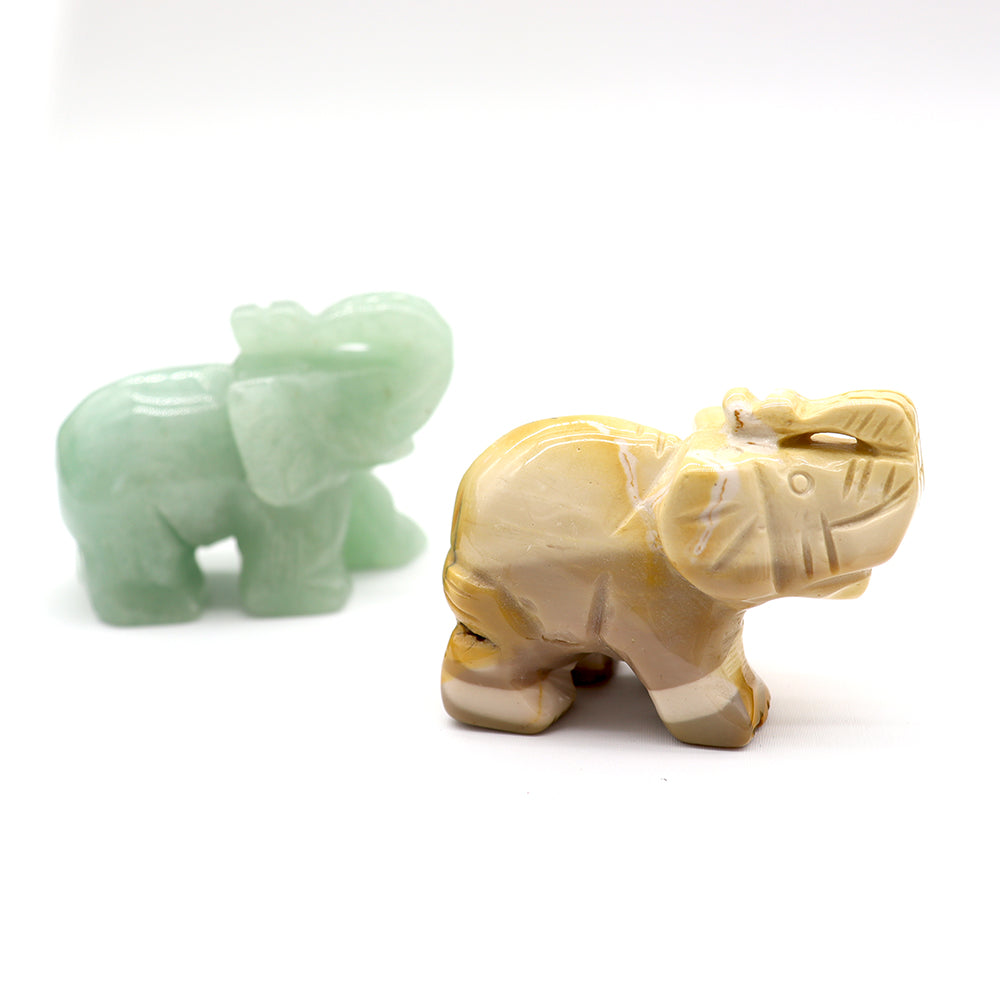2 inch Carved Gemstone Elephant Figurine for Healing