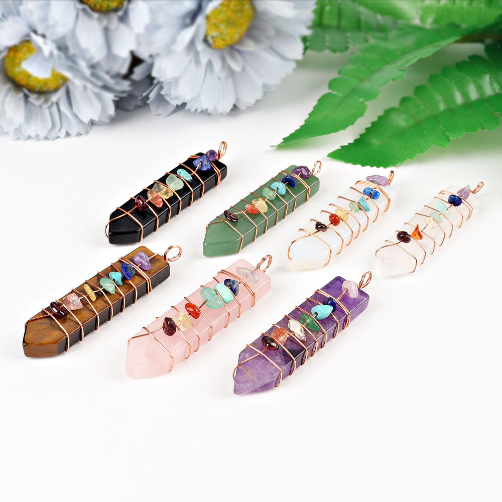 2 Inch Chakra Pendant Wire Wrapped Healing Necklace