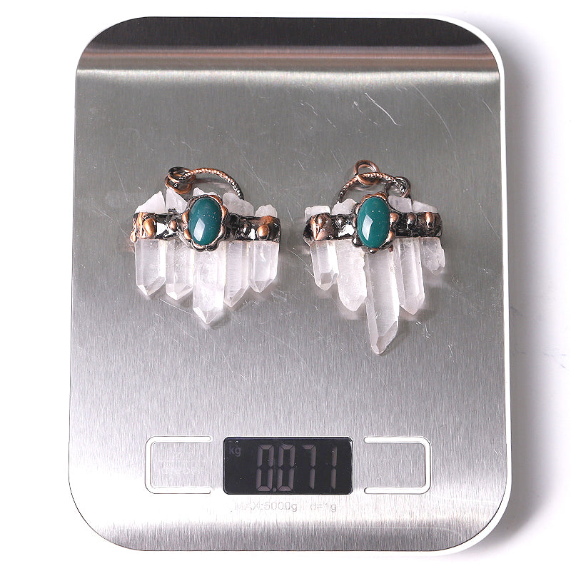 2-Inch Clear Quartz with Green Jade Pendant for DIY Jewelry