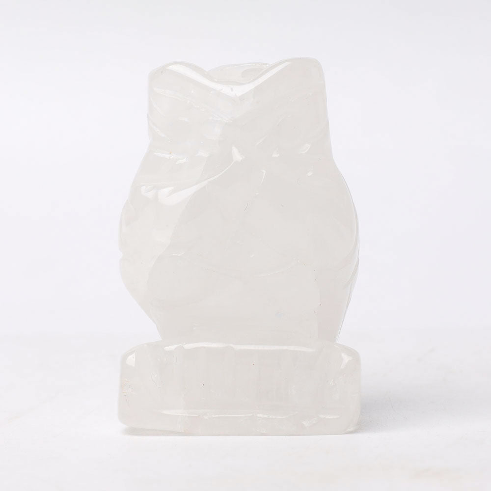 2 Inch Clear Quartz Owl Figurine - Wisdom Crystal Carving
