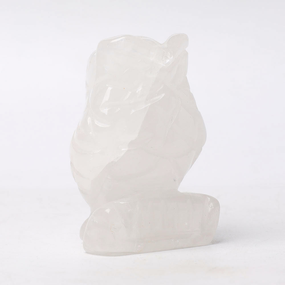 2 Inch Clear Quartz Owl Figurine - Wisdom Crystal Carving