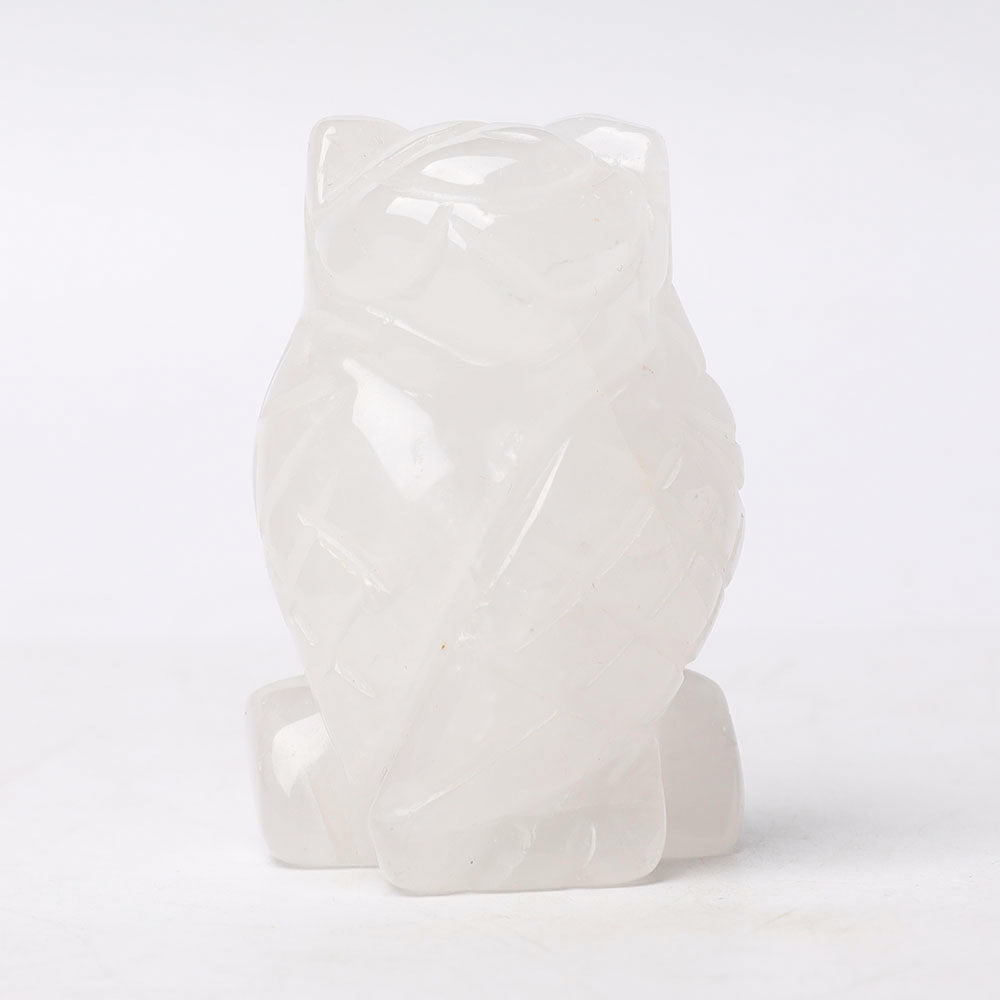 2 Inch Clear Quartz Owl Figurine - Wisdom Crystal Carving