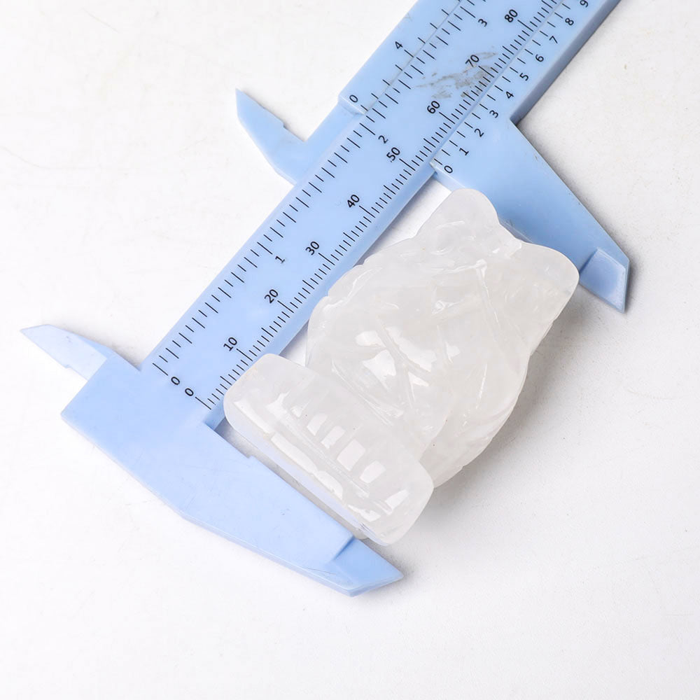 2 Inch Clear Quartz Owl Figurine - Wisdom Crystal Carving