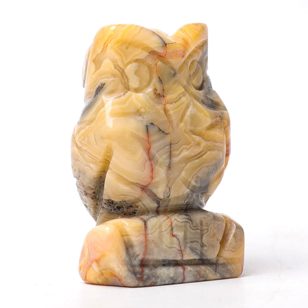 2-inch Crazy Agate Owl Figurine for Wisdom & Decor