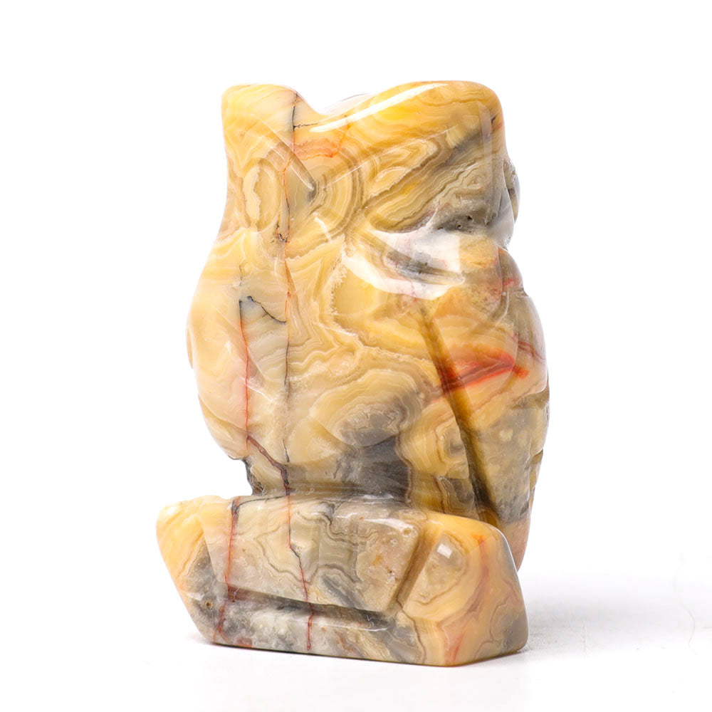 2-inch Crazy Agate Owl Figurine for Wisdom & Decor
