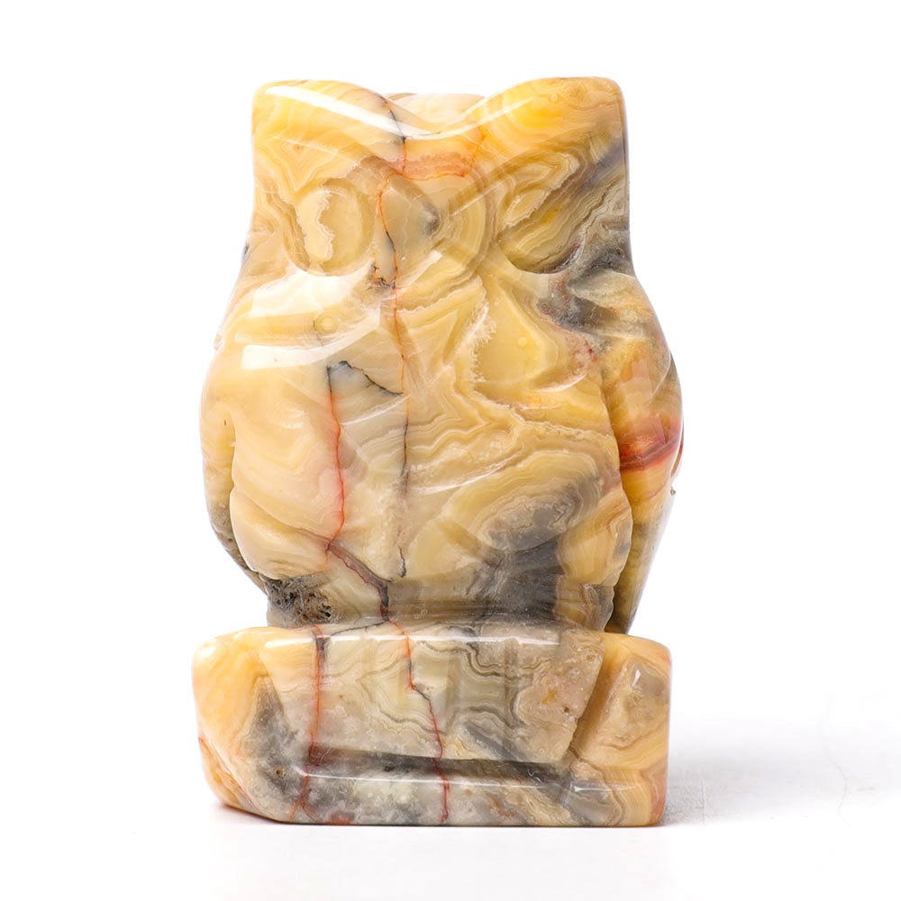 2-inch Crazy Agate Owl Figurine for Wisdom & Decor
