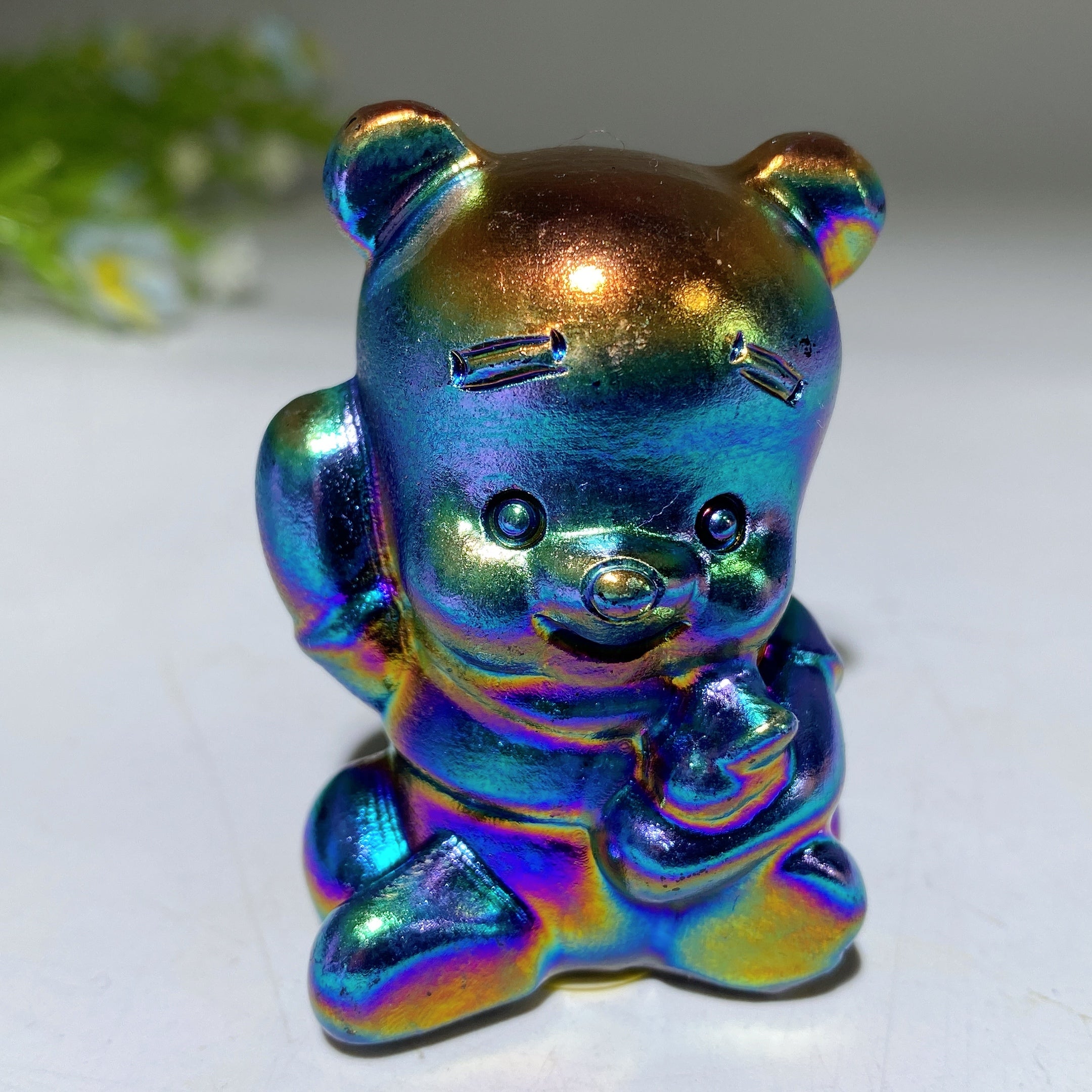 2-inch Crystal Bear Carving Gemstone Figurine Healing Energy