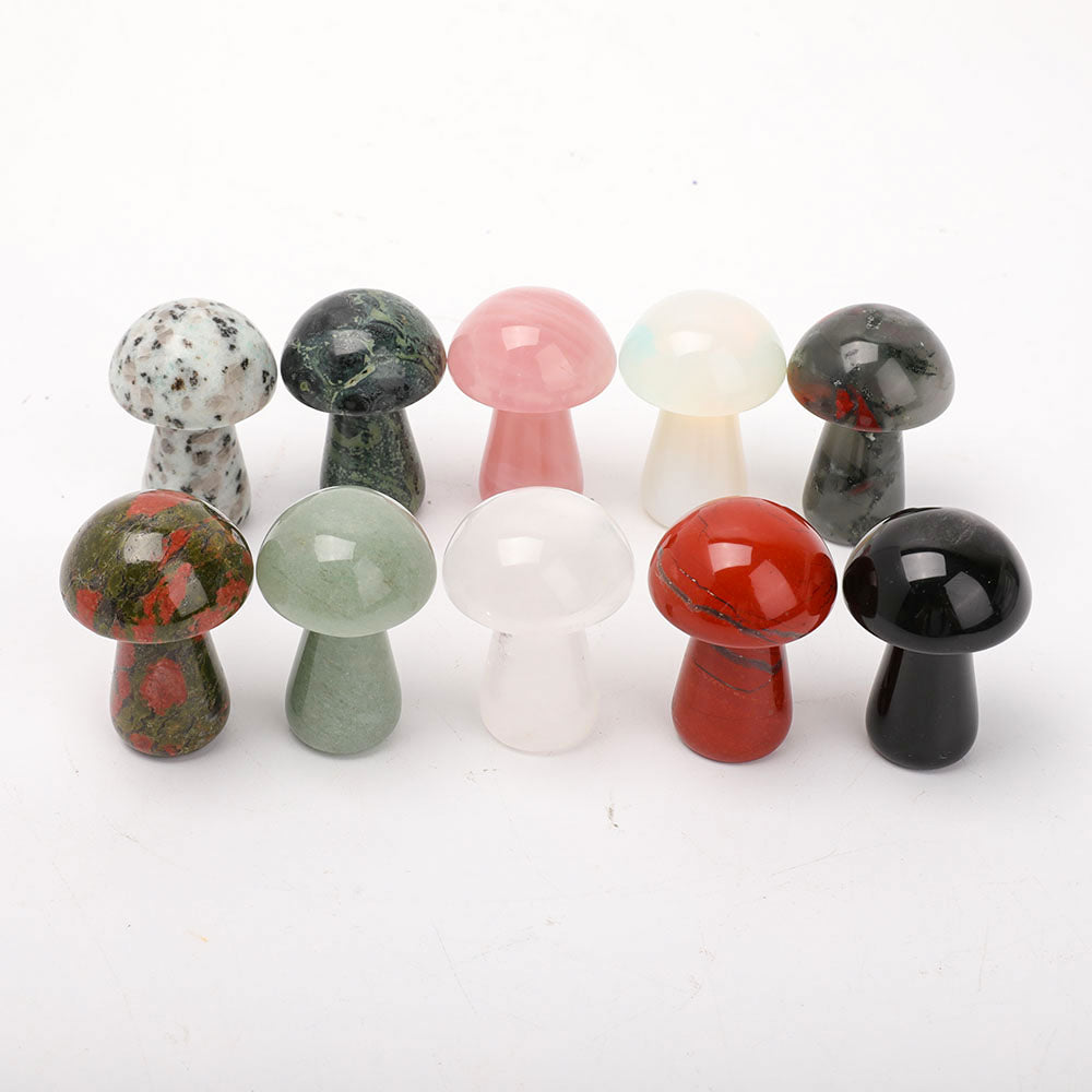 2-Inch Crystal Mushroom Carvings for Healing and Decor