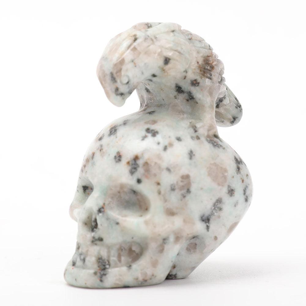 2 Inch Crystal Skull Carving in Kiwi Jasper, Rhodonite & Obsidian