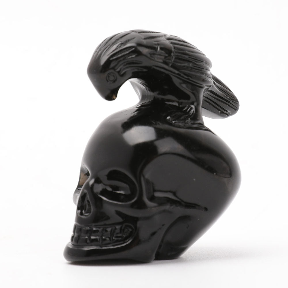 2 Inch Crystal Skull Carving in Kiwi Jasper, Rhodonite & Obsidian