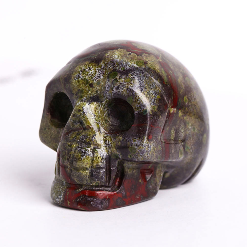2-Inch Dragon Blood Stone Crystal Skull Carving for Healing