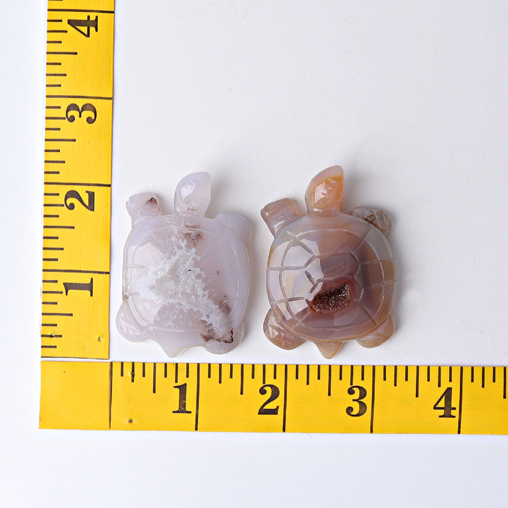 2-Inch Druzy Agate Crystal Turtle Carving Figurine