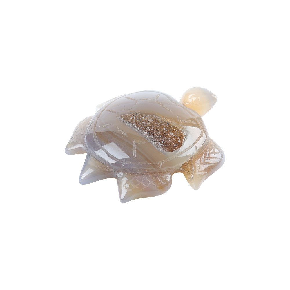 2-Inch Druzy Agate Crystal Turtle Carving Figurine