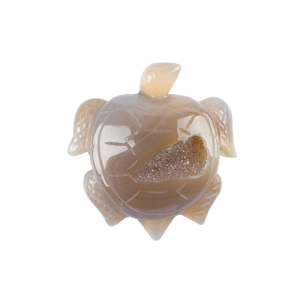 2-Inch Druzy Agate Crystal Turtle Carving Figurine