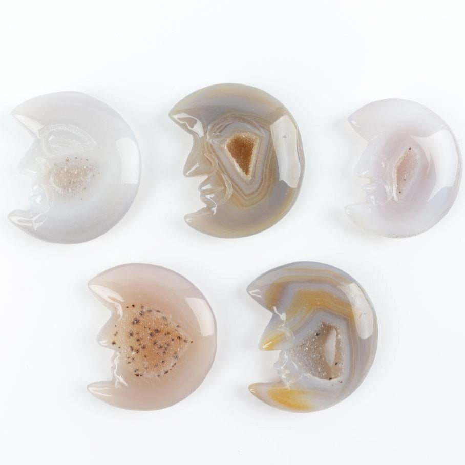 2 Inch Druzy Agate Moon Crystal Shape for Healing