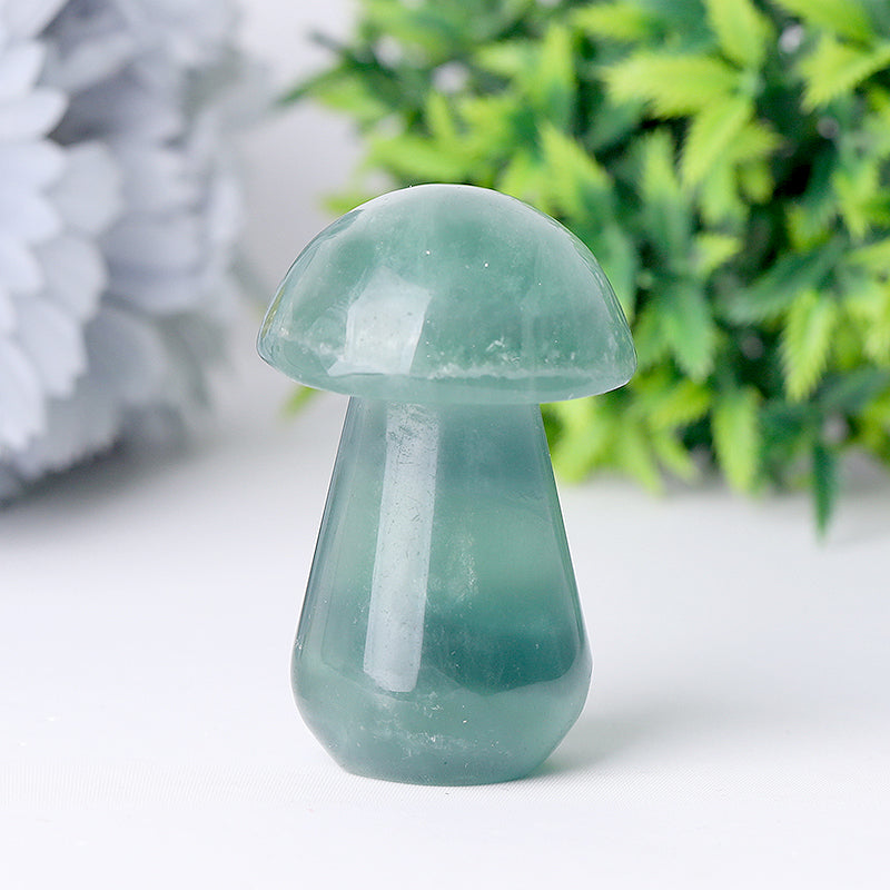 2-inch Fluorite Crystal Mushroom Carving Figurine