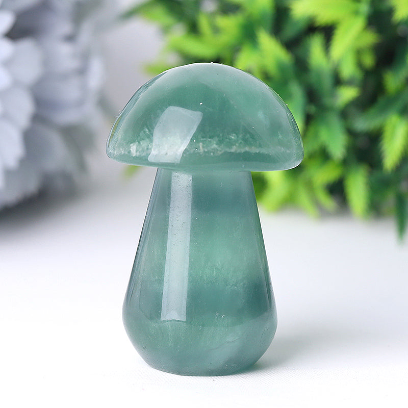 2-inch Fluorite Crystal Mushroom Carving Figurine