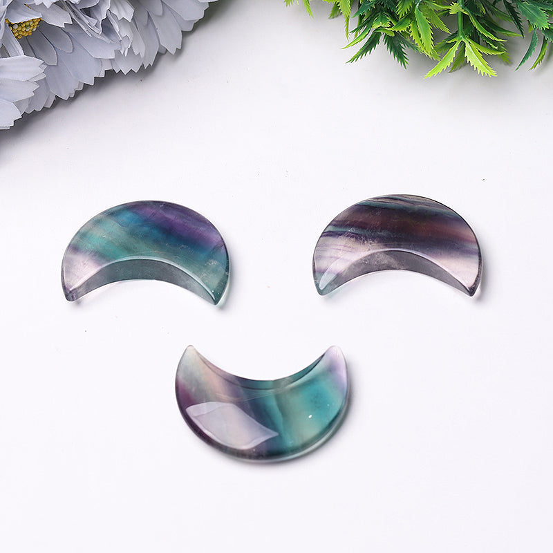 2-inch Fluorite Moon Crystal Figurine Carving
