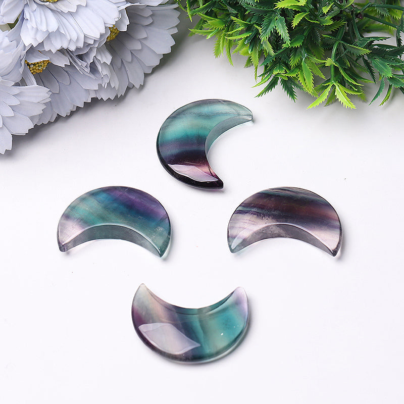 2-inch Fluorite Moon Crystal Figurine Carving