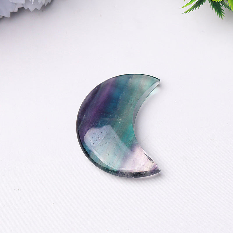 2-inch Fluorite Moon Crystal Figurine Carving