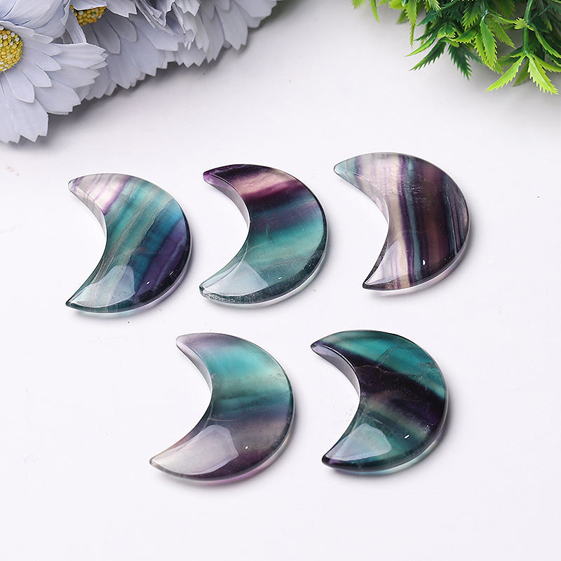 2-inch Fluorite Moon Crystal Figurine Carving