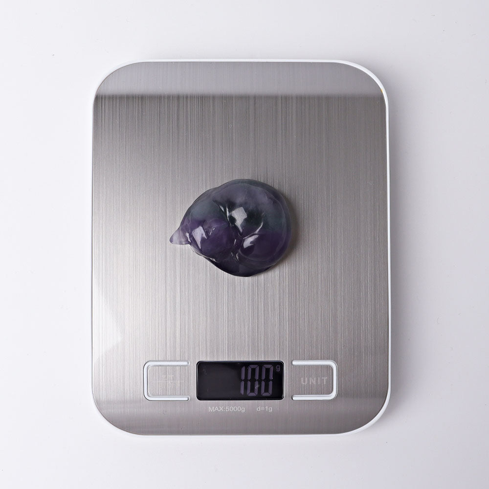 2 inch Fluorite Sleeping Cat Crystal Carving Figurine