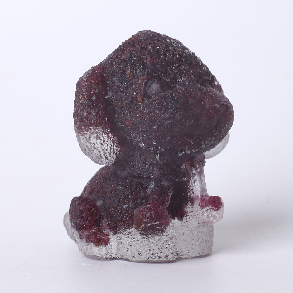 2 inch Garnet Resin Teddy Dog Figurine Healing Decor