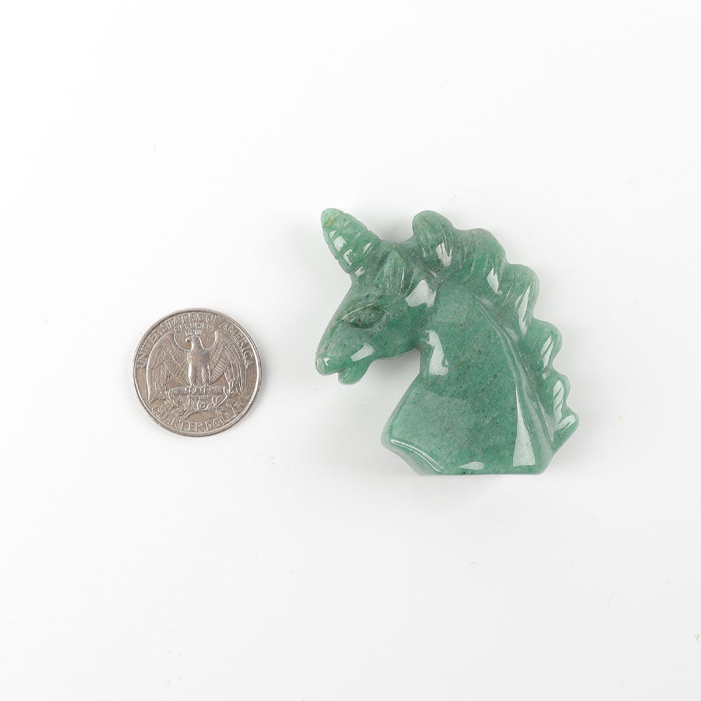 2 Inch Green Aventurine Crystal Unicorn Carving
