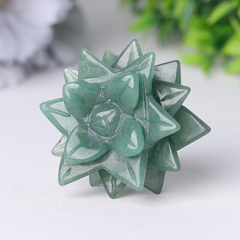 2-inch Green Aventurine Flower Crystal Carving
