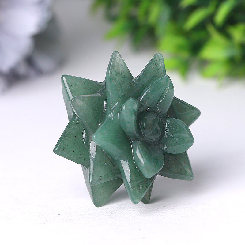 2-inch Green Aventurine Flower Crystal Carving