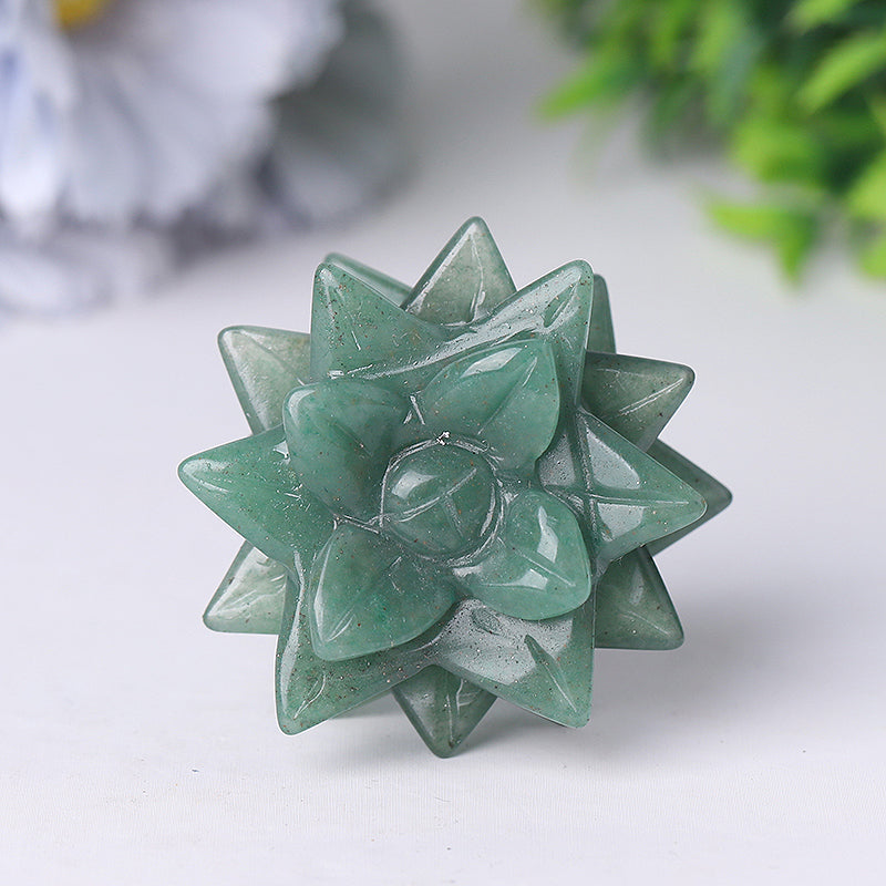 2-inch Green Aventurine Flower Crystal Carving