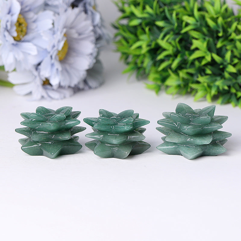 2-inch Green Aventurine Flower Crystal Carving