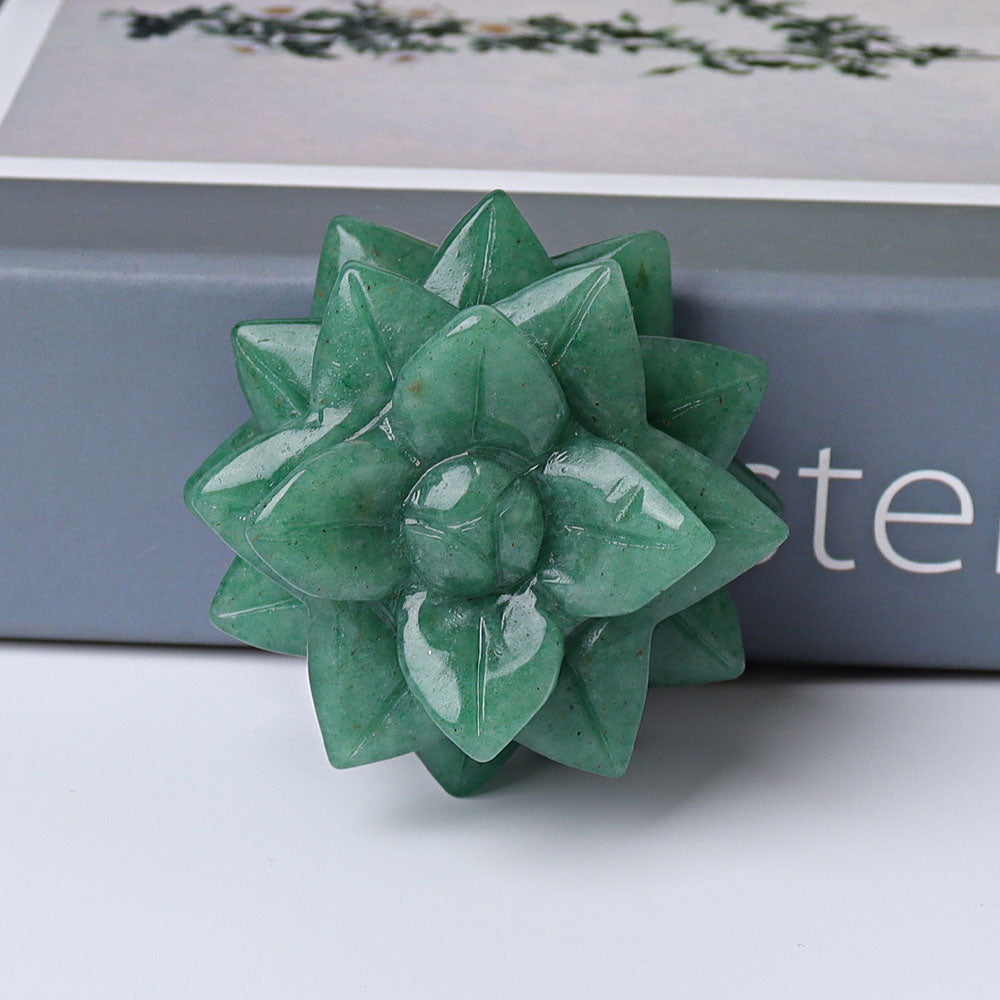2-inch Green Aventurine Succulent Crystal Figurine