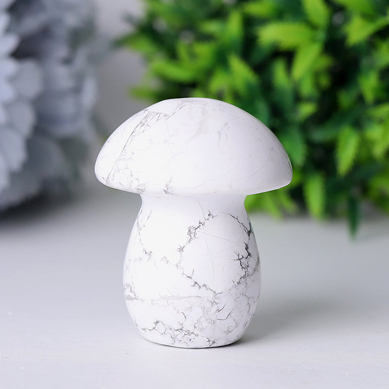 2 inch Howlite Crystal Mushroom Figurine