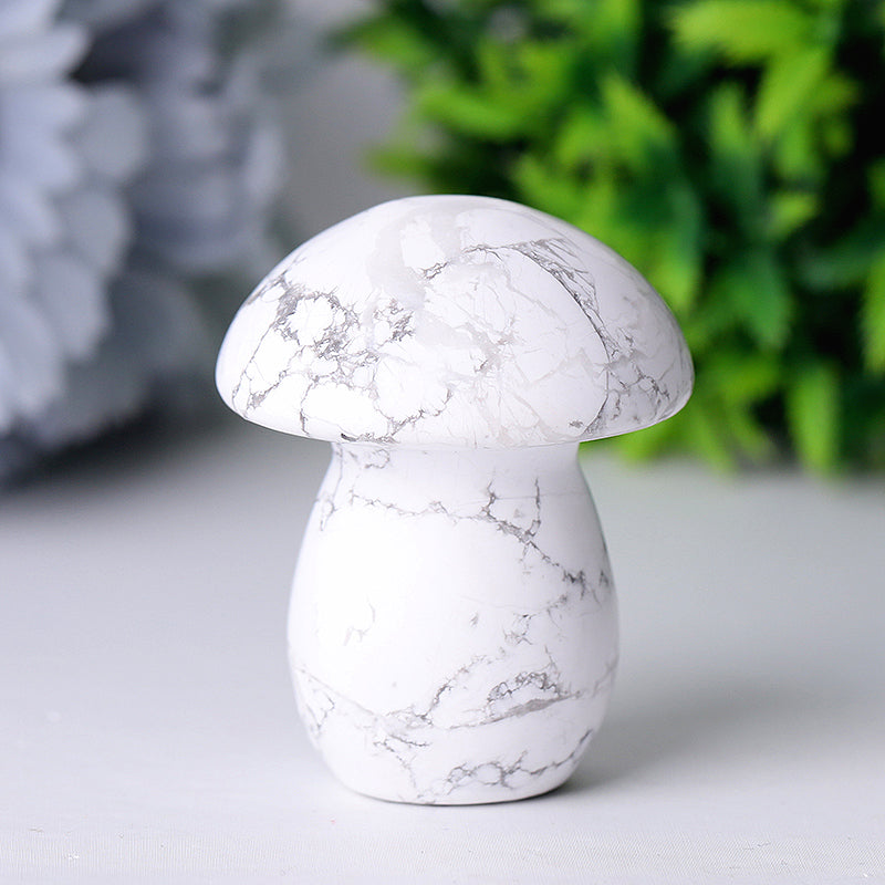 2 inch Howlite Crystal Mushroom Figurine