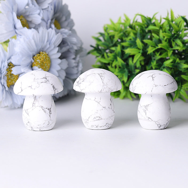 2 inch Howlite Crystal Mushroom Figurine