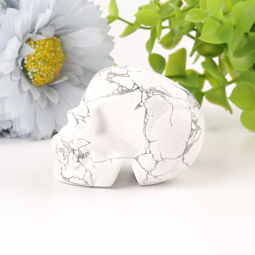 2 Inch Howlite Crystal Skull Figurine for Healing Energy