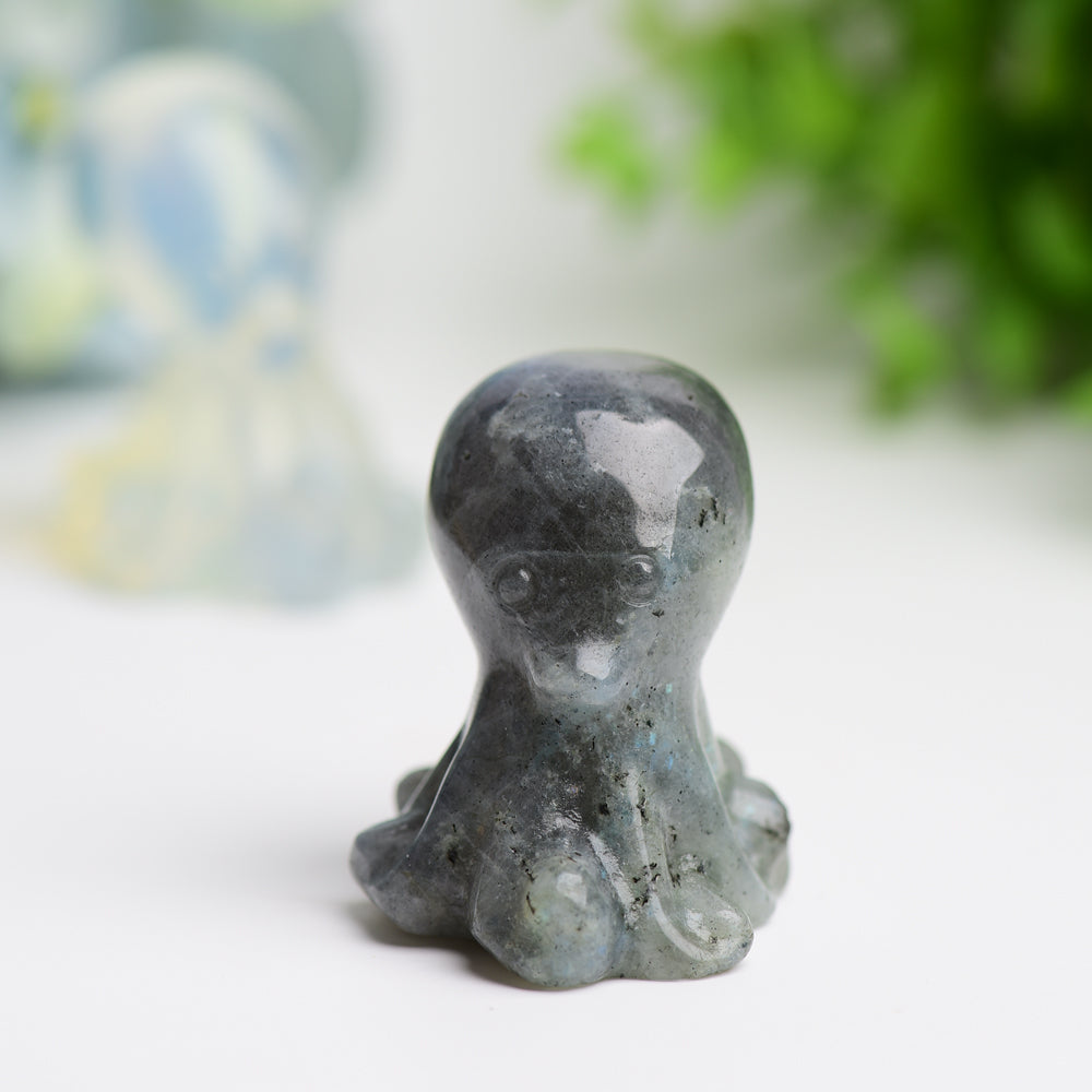 2-Inch Labradorite Opalite Octopus Crystal Carving