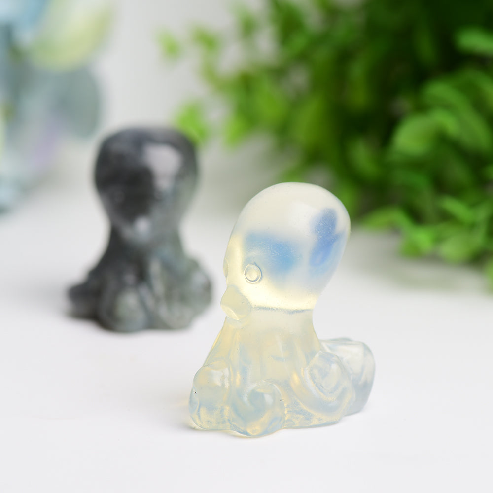 2-Inch Labradorite Opalite Octopus Crystal Carving