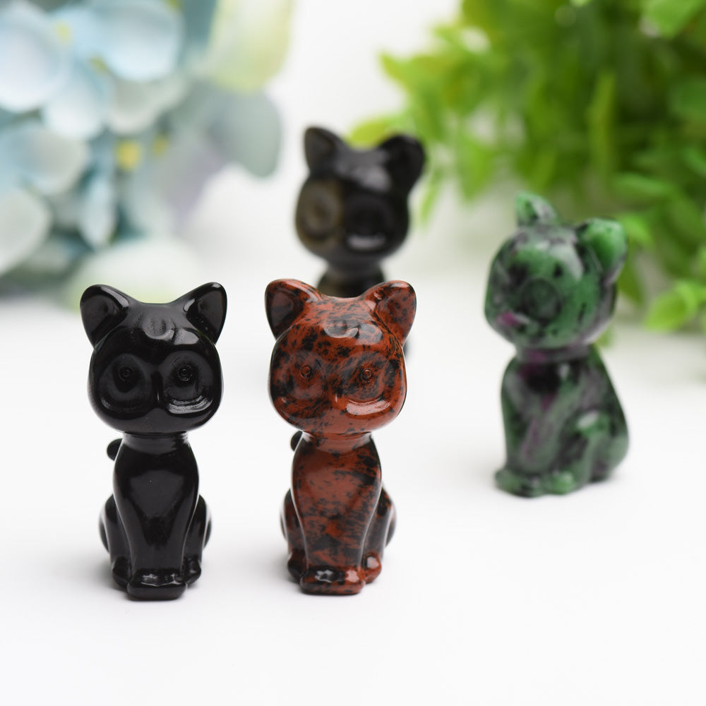 2-inch Mixed Crystal Cat Carving Figurine for Healing Energy