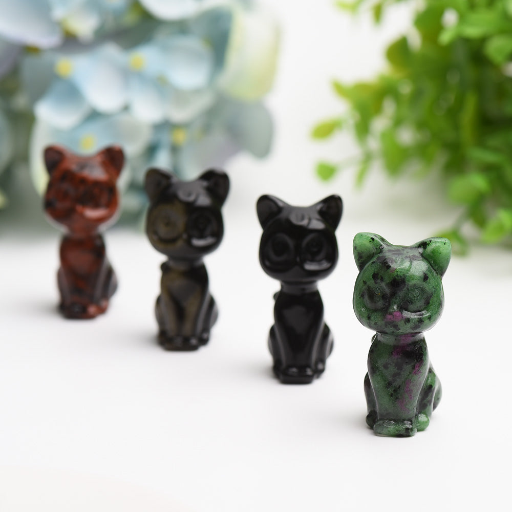 2-inch Mixed Crystal Cat Carving Figurine for Healing Energy