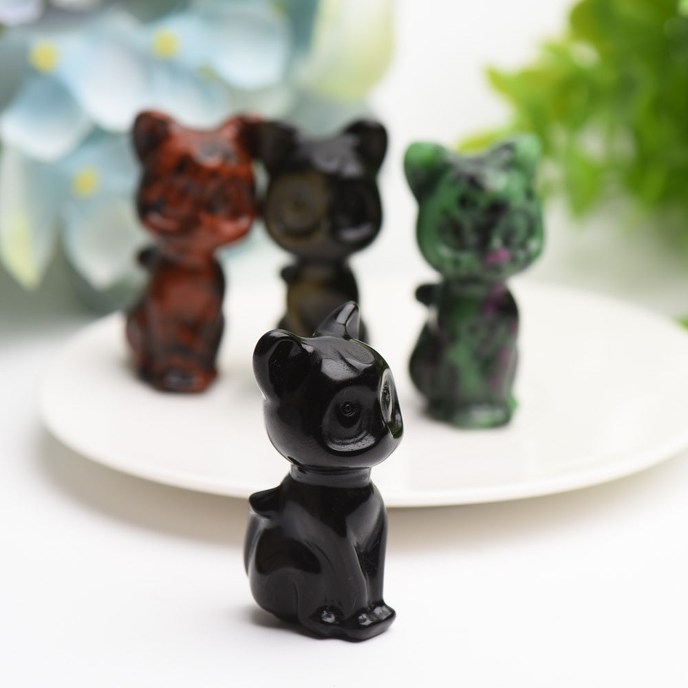 2-inch Mixed Crystal Cat Carving Figurine for Healing Energy