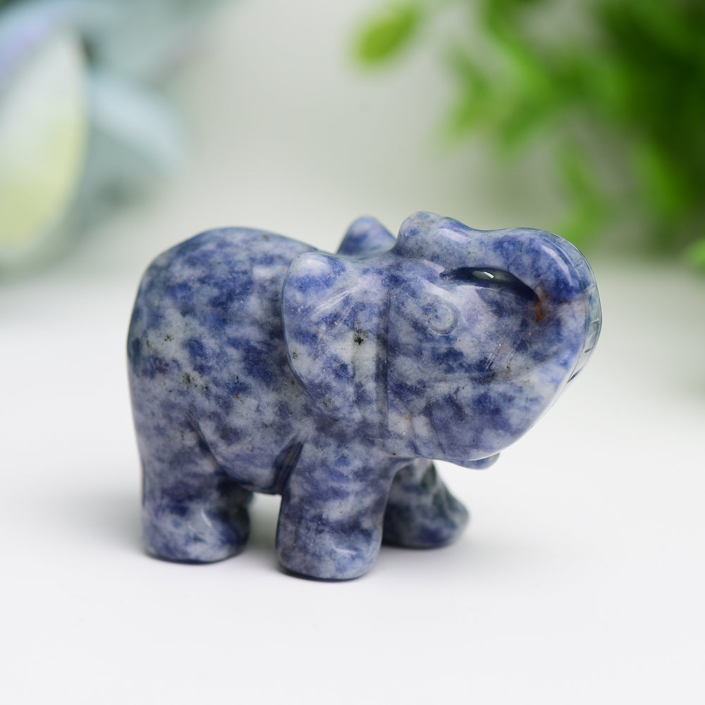 2 Inch Mixed Crystal Elephant Figurine for Healing & Luck
