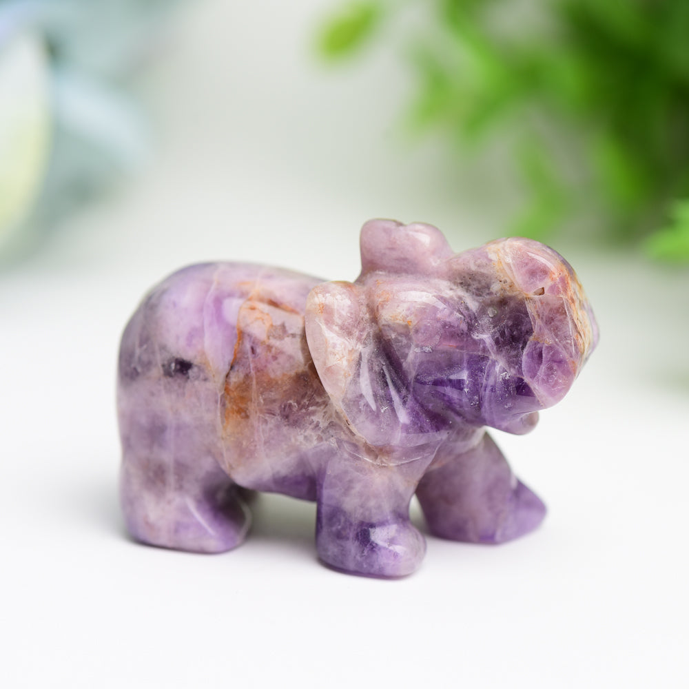 2 Inch Mixed Crystal Elephant Figurine for Healing & Luck