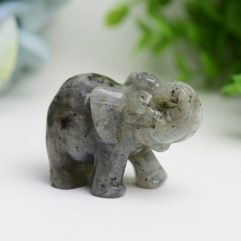 2 Inch Mixed Crystal Elephant Figurine for Healing & Luck