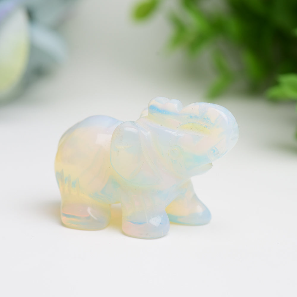 2 Inch Mixed Crystal Elephant Figurine for Healing & Luck