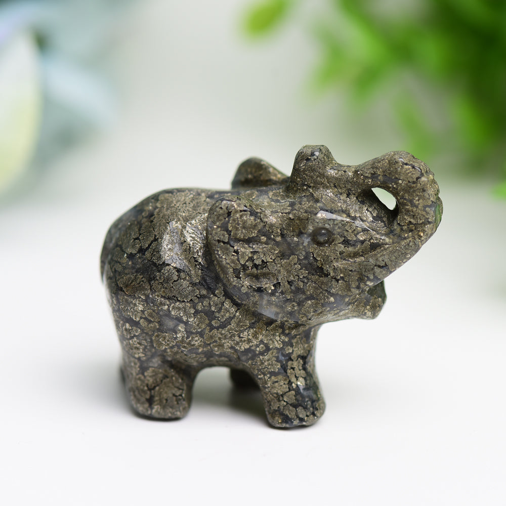 2 Inch Mixed Crystal Elephant Figurine for Healing & Luck