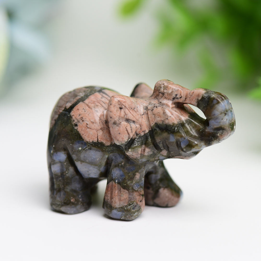 2 Inch Mixed Crystal Elephant Figurine for Healing & Luck